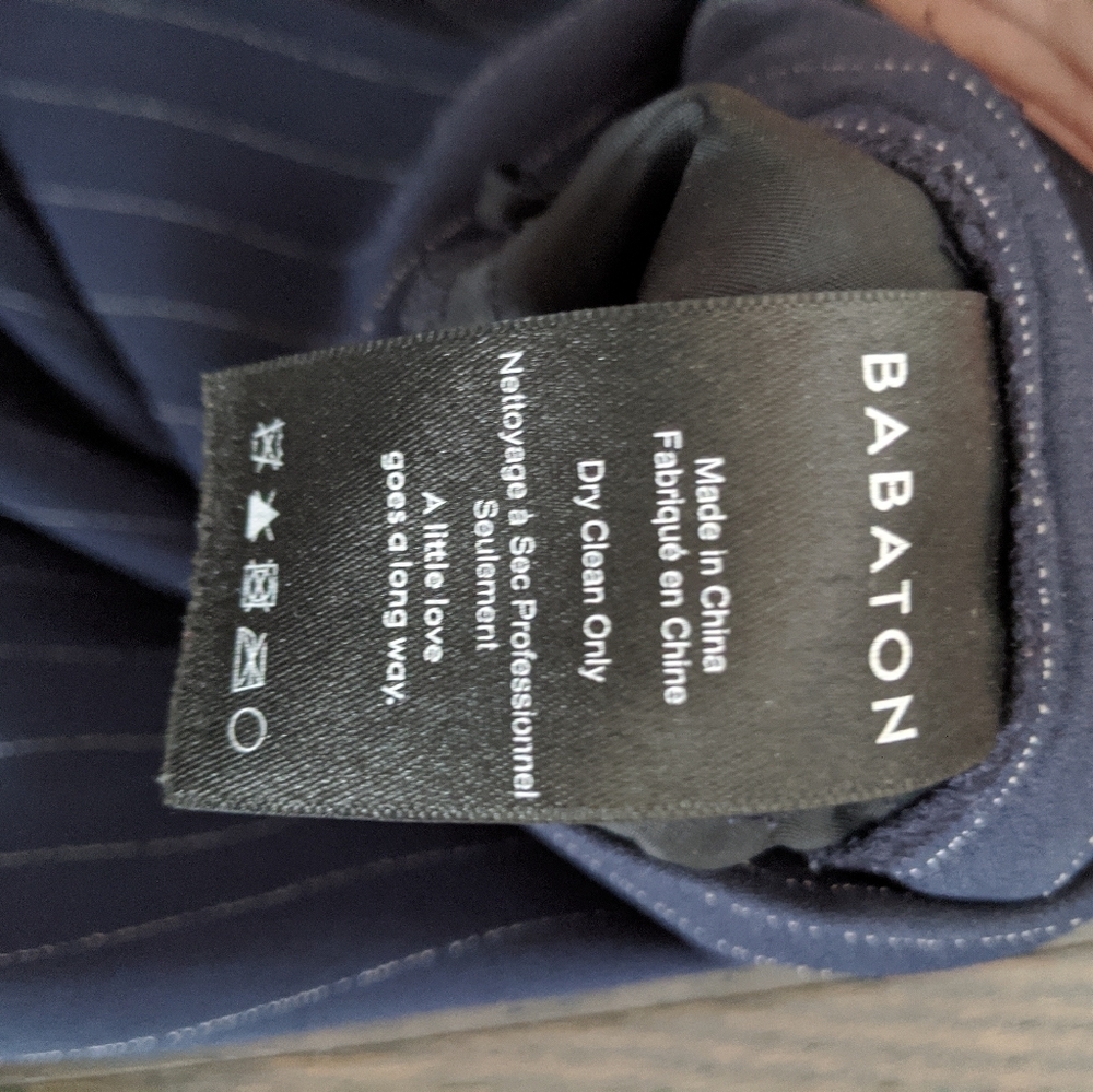 Babaton Aritzia Navy Cream Pinstripe Cropped Trousers Size 4 - Picture 6 of 10